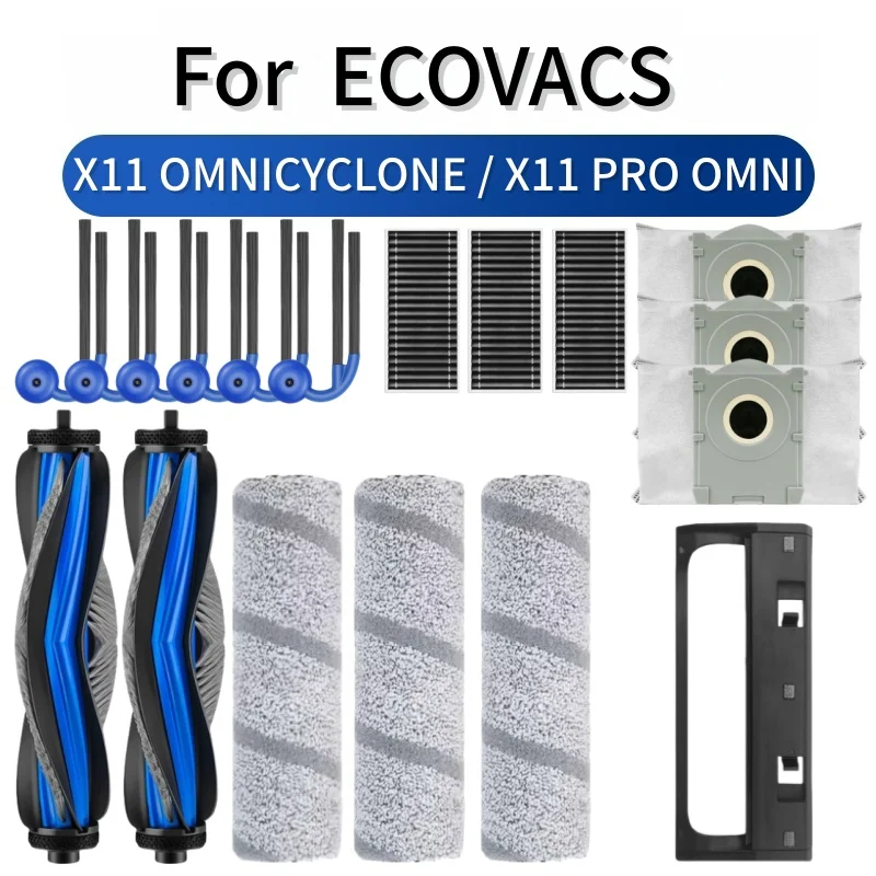 For Ecovacs  X11 OMNICYCLONE / X11 PRO OMNI Vacuums Cleaner Accessories Roller Mop Pad Main Brush Filte Side Brush Dust Bag