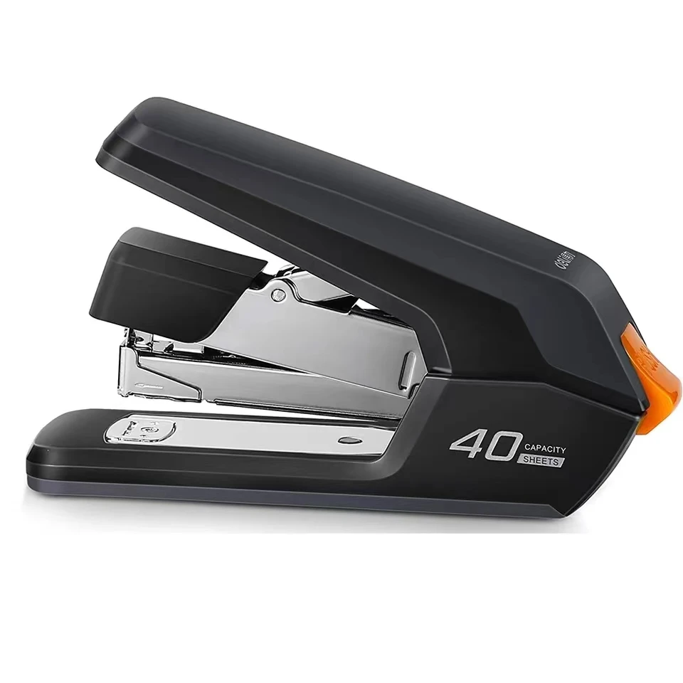 Stapler Desktop tanpa usaha, kapasitas 40-50 lembar, Stapler satu jari, Stapler tugas berat ergonomis mudah dimuat