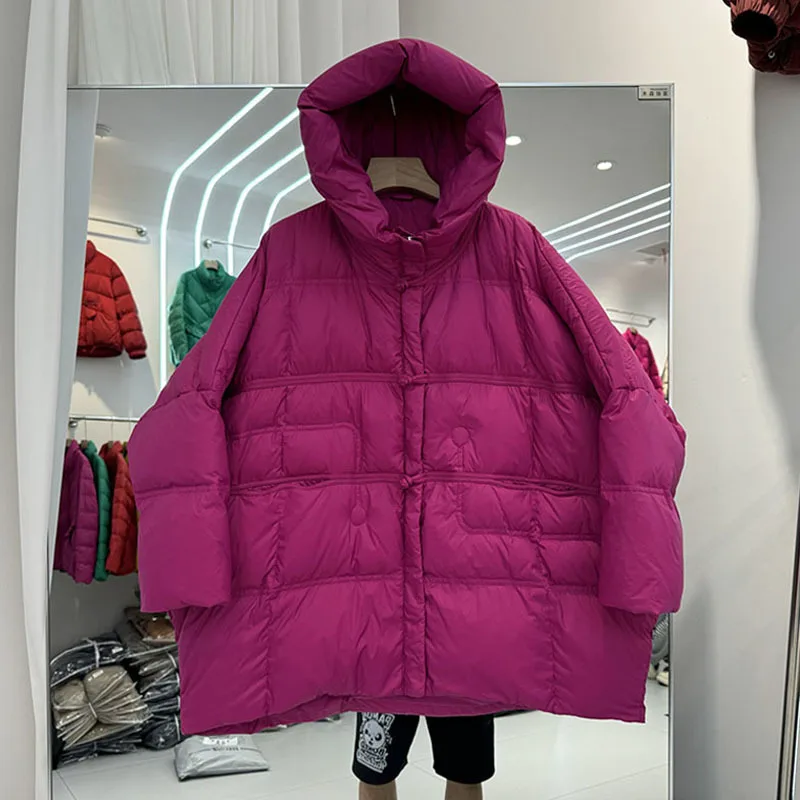 90% weiße Ente Unten Jacke Frauen Mit Kapuze Herbst Winter Warme Plus Größe Puffer Mantel Übergroßen Casual Lose Weibliche Parkas