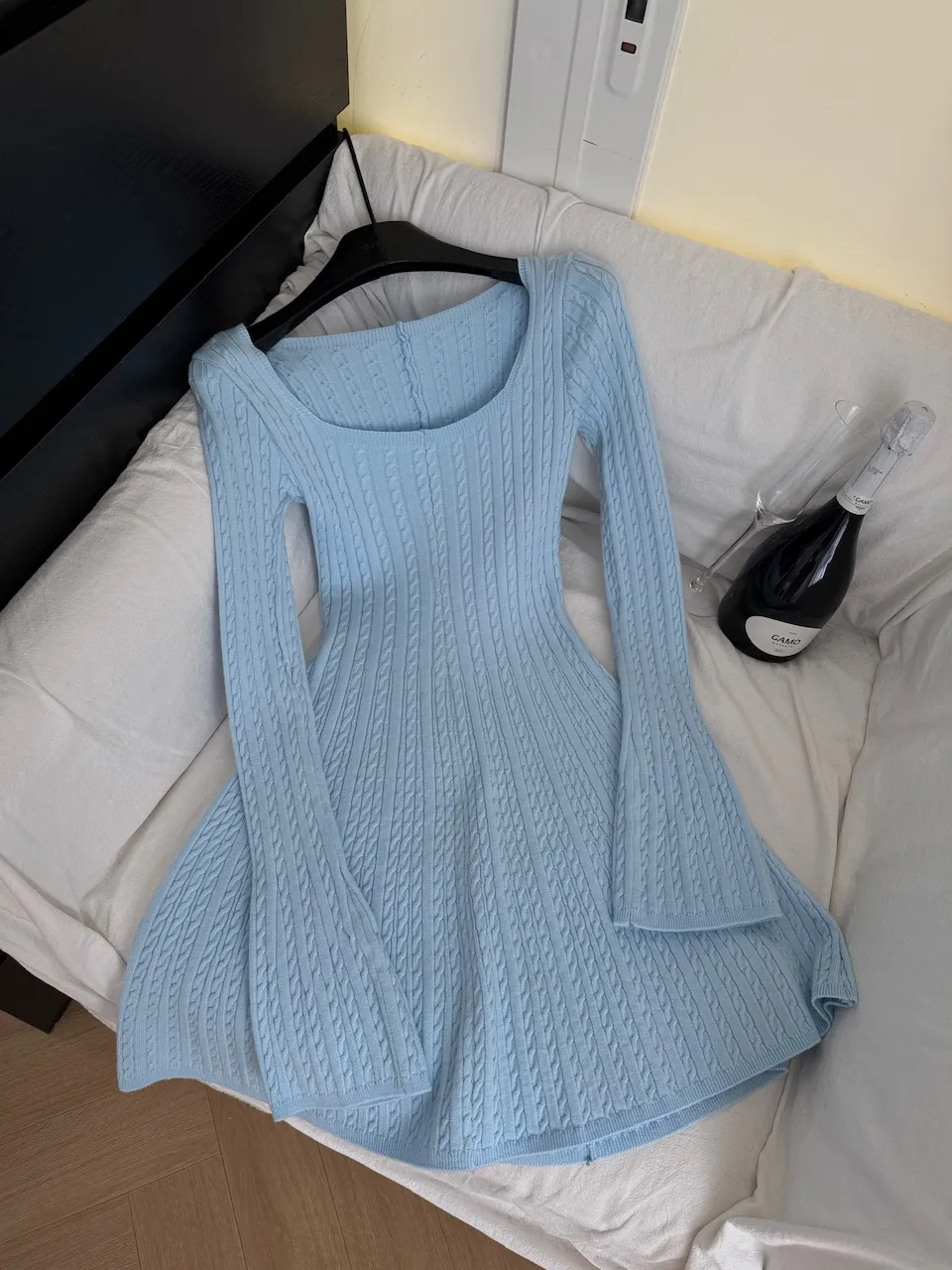 Solid Knitted Twist Sweater Dress Autumn Spring Casual Long Sleeve French Fashion Bodycon A Line Short Dress F377