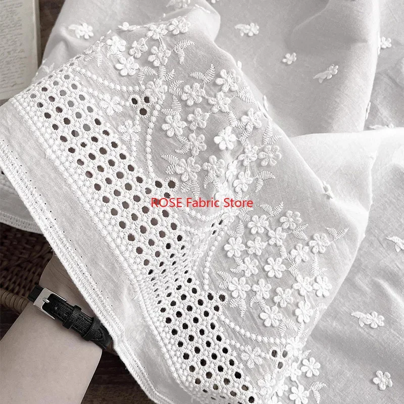 

Чистый хлопок, трехмерная хлопковая ткань с цветочной вышивкой, рубашка, платье, подтяжки, ткань для одежды, скатерть «сделай сам», дверная занавеска