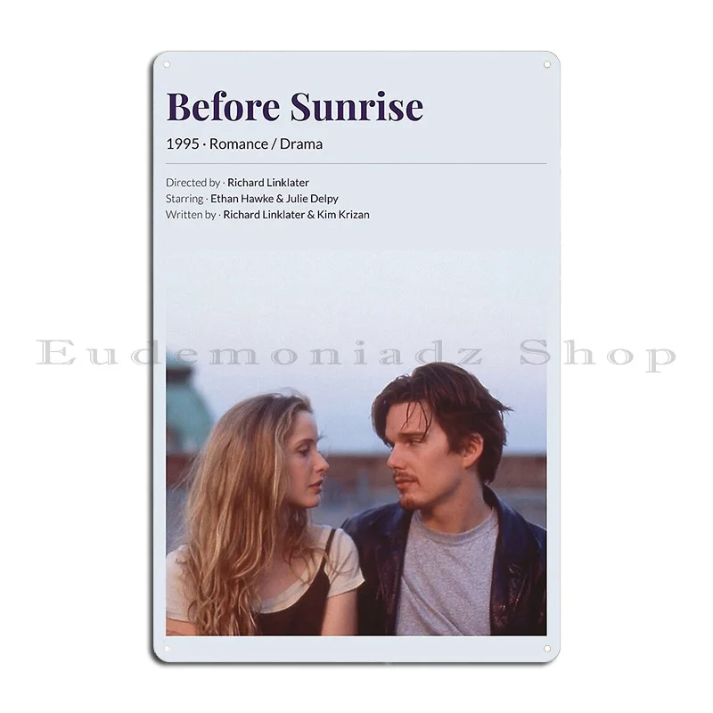 قبل شروق الشمس 1995 ريتشارد لينكليتر فيلم علامة معدنية المرآب جدار الكهف مطبوعة نادي شخصية تين تسجيل ملصق #2