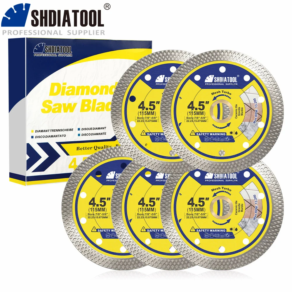 

SHDIATOOL X Mesh Cutting Disc 1/2/3/5Pcs Diamond Saw Blade For Ceramic Tile Granite Marble Dia115mm Circular Disc Cutter Plate