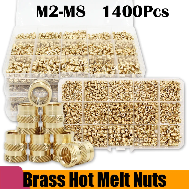 

Hot Melt Brass Heat Insert Nut Iron Tip M2 M2.5 M3 M4 M5 M6 Embedded Heating Knurled Brass Inserts Nuts 3D Printer Case Notebook