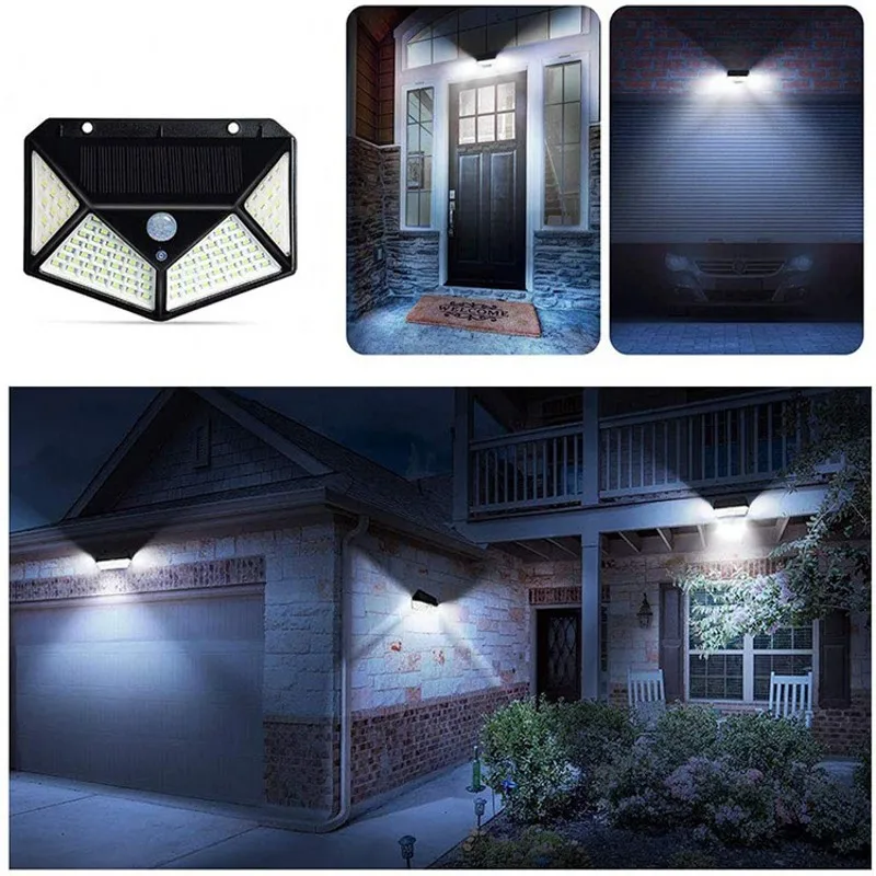 100 Led Zonne-Wandlamp Uitgebreide Lichtgevende Bewegingssensor Menselijke Detectie Binnenplaats Waterdichte Trap Buiten, Tuinverlichting