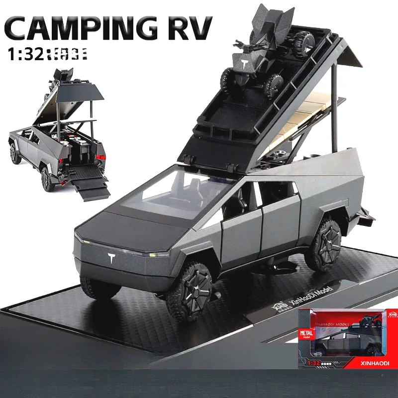 1/32 Cyber de vrachtwagen Pickup Legering Camping RV Auto Model Diecasts Metalen Speelgoed Van Touring Camper Auto Model Geluid licht Kids Geschenken