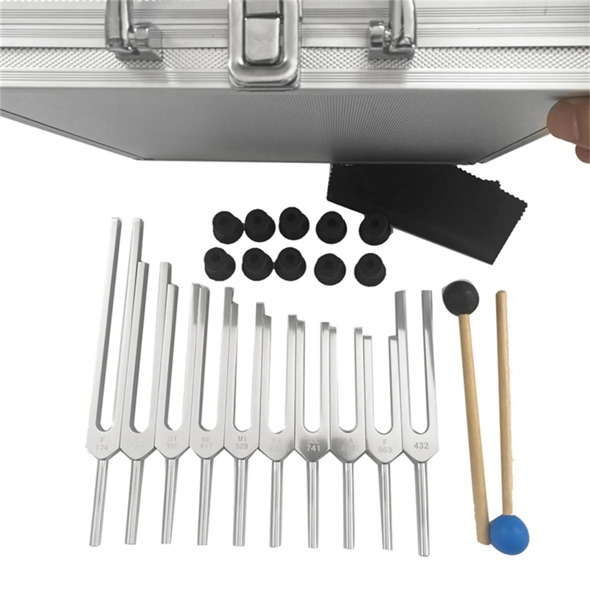 Lo-ok 10 PCS Tuning Fork Set , Tuning Forks for Healing Chakra Sound Therapy Keep Body Multicolor