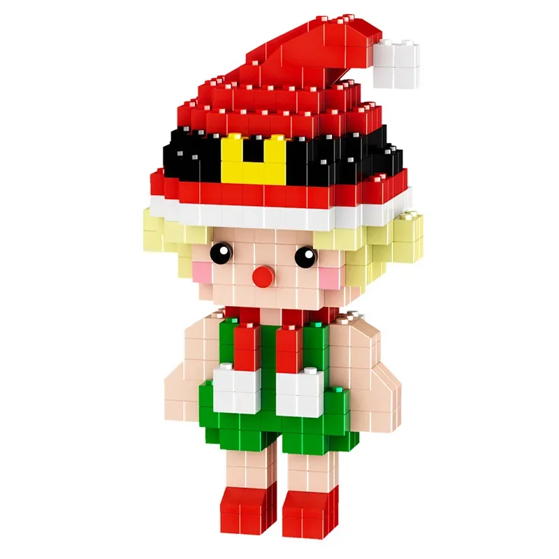 Kawaii سانتا كلوز الأيائل شجرة الروح مايكرو اللبنات DIY الجمعية البسيطة الطوب عيد الميلاد ألعاب شخصية للديكور المنزل