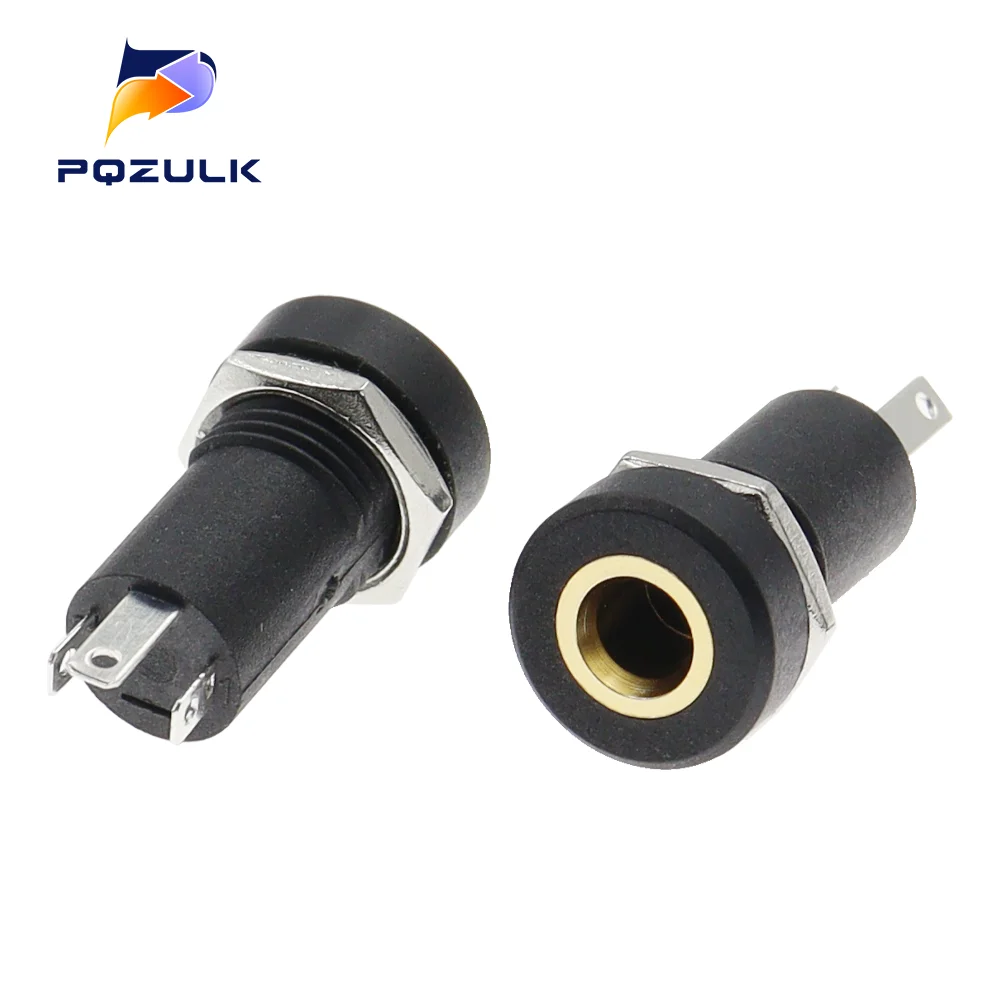 5PCS PJ392A 3.5MM Audio Jack Socket 3 Pole Black Stereo Solder Panel Mount Gold With Nuts PJ-392A