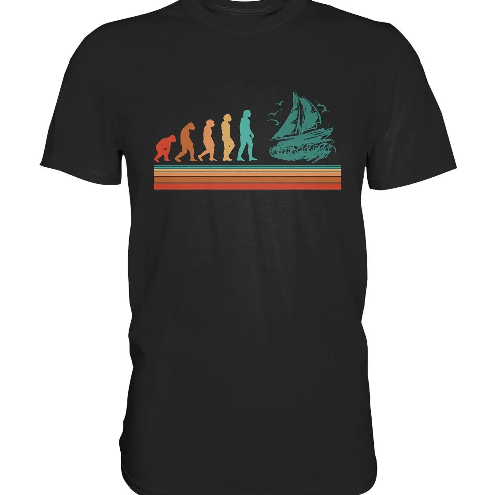 T-shirt Sailing Evolution Sailor Retro Ship pour hommes, style vintage, délavé, légèrement extensible, avec motif graphique