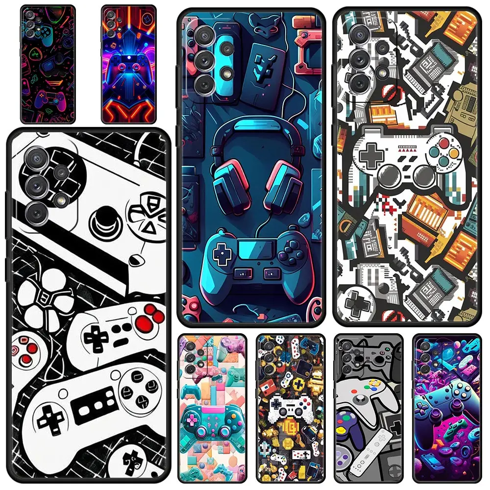Game Controller Graphic Phone Case for Samsung Galaxy A55 A35 A15 A14 A13 A25 A54 A51 A71 A72 A73 A32 A52 A41 5G Soft TPU Shell