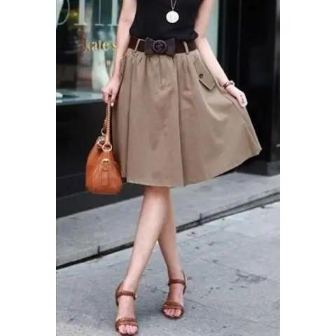 

Новая весенняя юбка средней длины в корейском стиле, женская юбка, повседневная плиссированная юбка большого размера, женская юбка OL, осенняя юбка с большим подолом