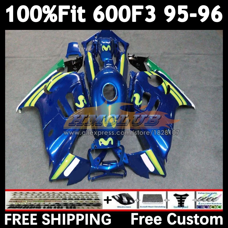 Injection Fairing +blue glossy Tank For HONDA CBR 600F3 600 F3 FS CBR600F3 95 96 56No.143 CBR600FS CBR600 F3 1995 1996 OEM Body