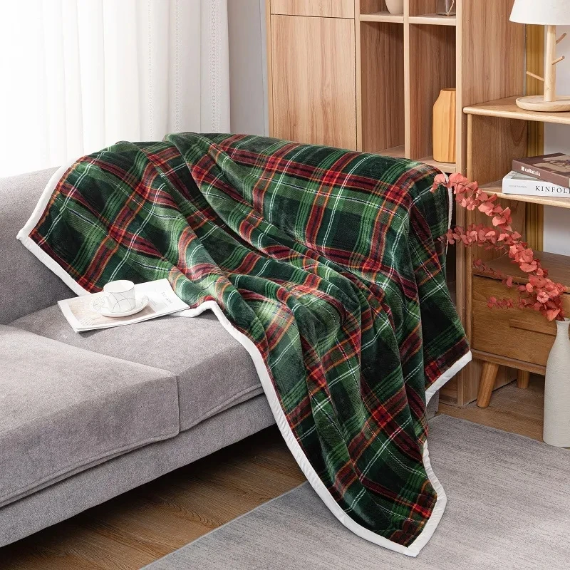 Sherpa Throw Blanket Soft Plush Reversible Bohemian Flannel Blankets Boho Stripe Bed Blanket for Sofa & Couch Home Decors