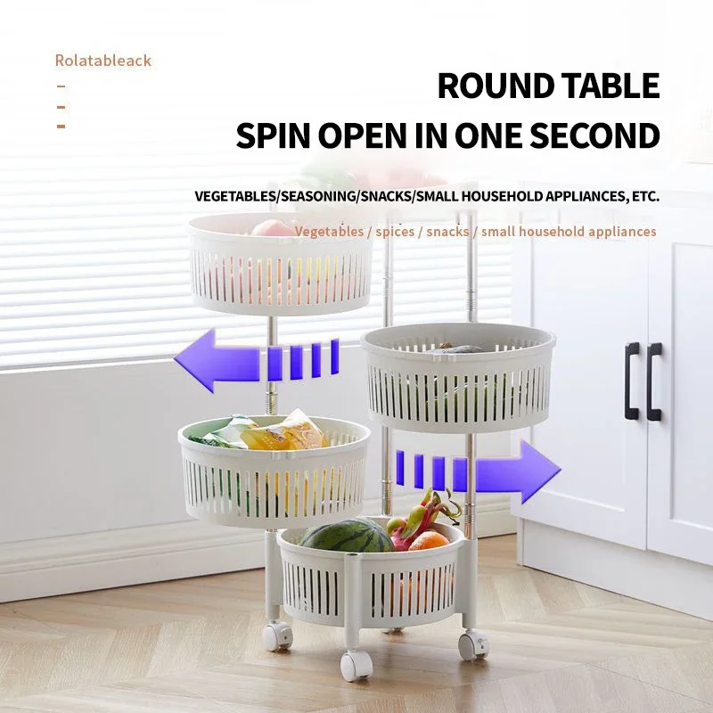 Rolling Cart Storage Shelf Movable Gap Storage Rack Kitchen Bathroom Rotatable Detachable Large Capacity Organizer Snack Holder