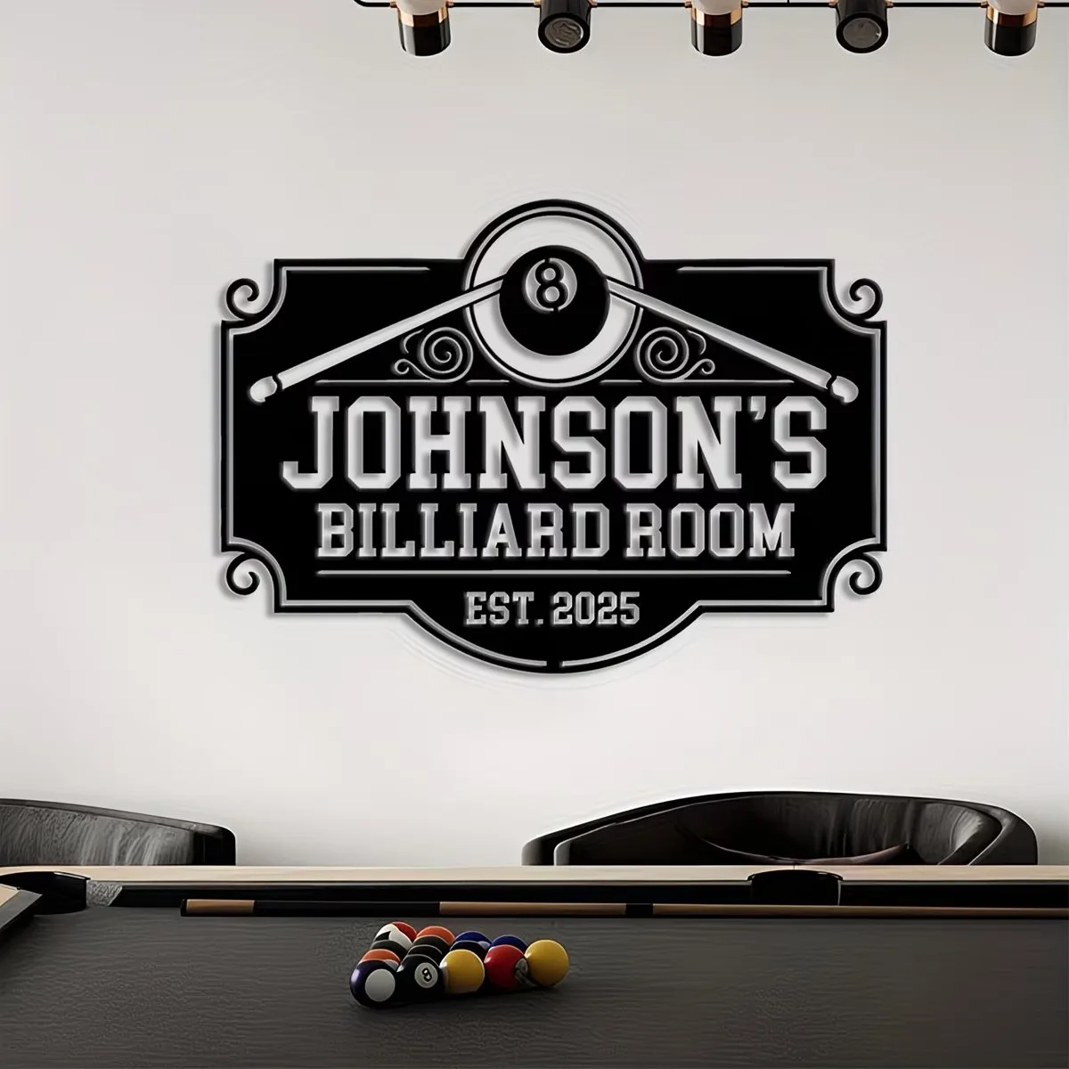 Custom metal Billiard Room Sign - Personalizable with Your Business Name and Establishment Year - Vintage Billiard Hall Decor