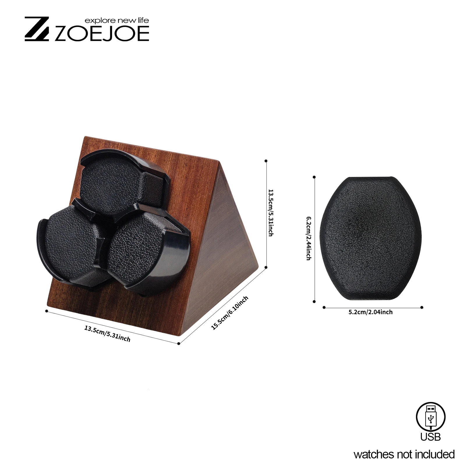 Automatic Watch Winder Wood Grain Color 3 Slots Usb Cable Power Soft Watch Pillow Watch Winders Birthday Gifts For Men Women