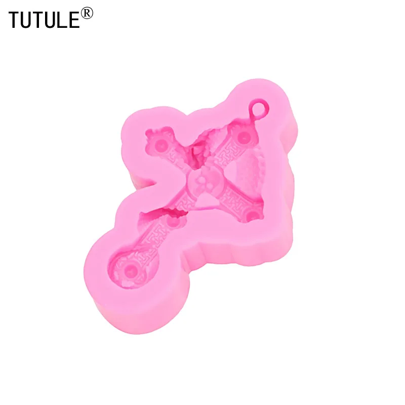 Skull Dragon Cross แม่พิมพ์ซิลิโคน Shaker ช็อกโกแลตซิลิโคนแม่พิมพ์เครื่องประดับสร้อยคอเรซิ่นทำพวงกุญแจโพลิเมอร์ดินเหนียว