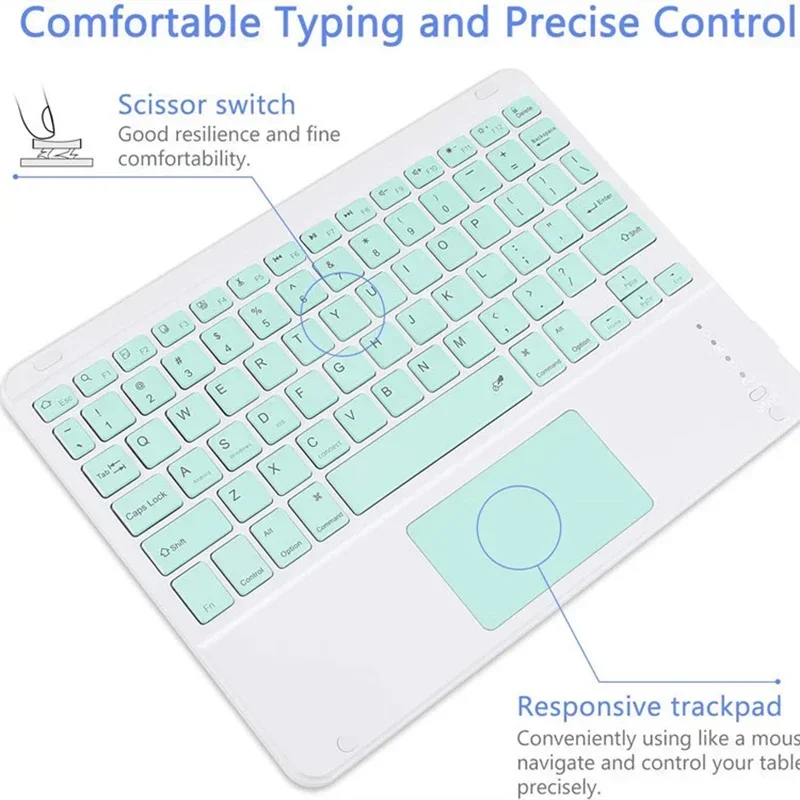 10 inch English Bluetooth Keyboard for iPad Air Pro Wireless Rechargeable Keyboard for Phone Tablet Laptop Universal