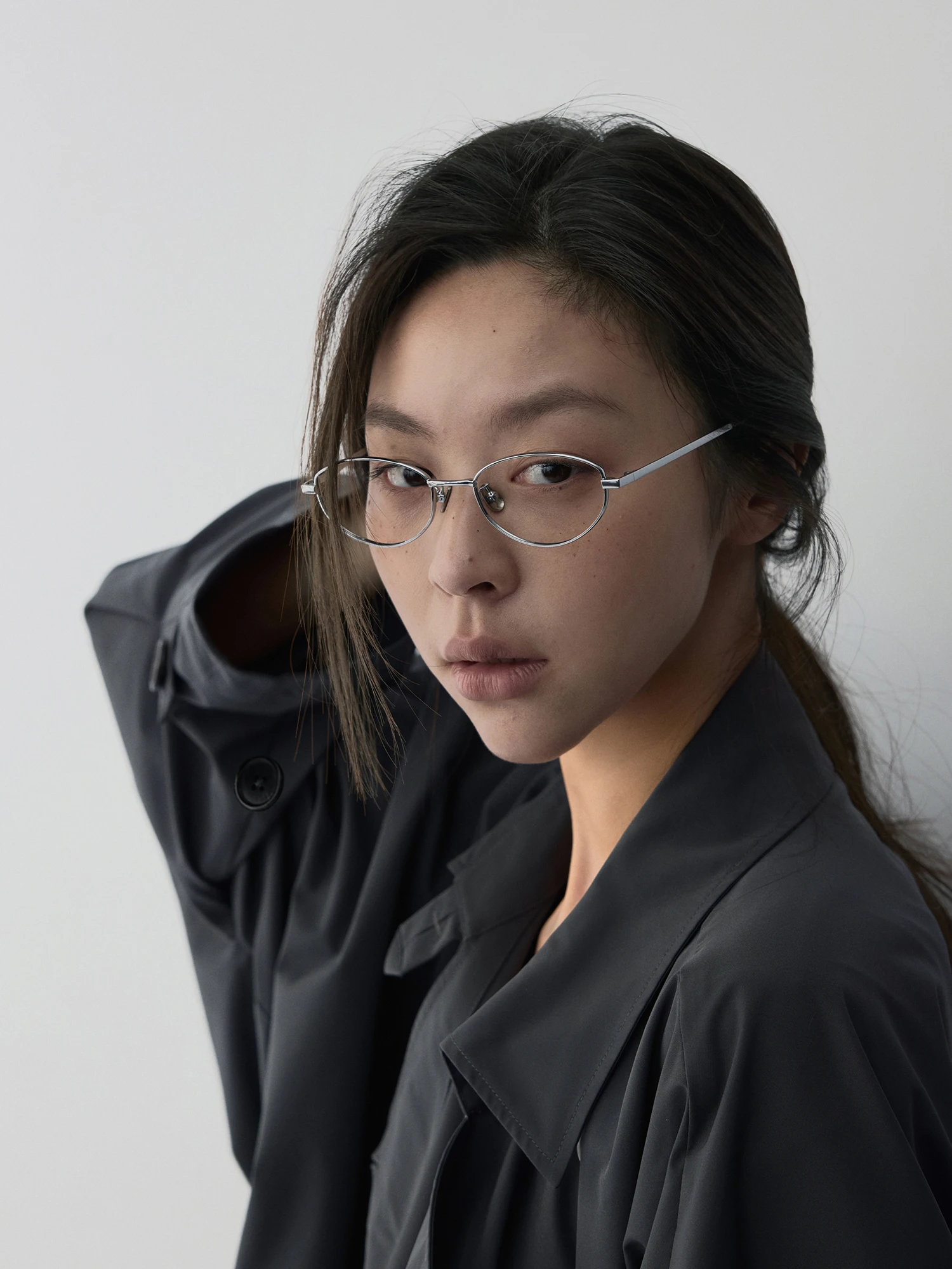 Haverice Restaurant High Intelligence Silver Frame Glasses Thin Titanium Stainless Steel Cold Intellectual Accessories Frame