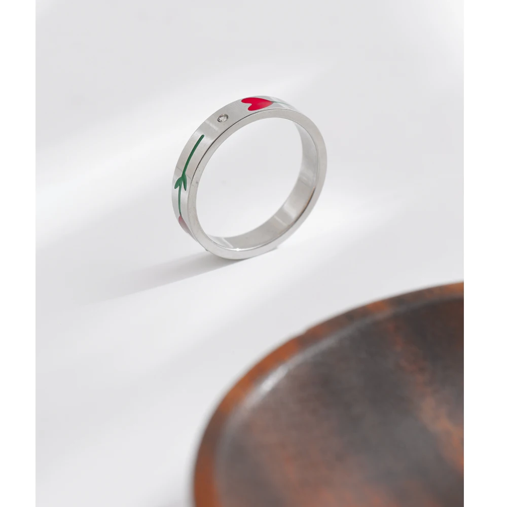 NiNice 2025 Romantic Stainless Steel Rose Flower Finger Ring Never Fade Metal Platinum Plated Aesthetic Jewelry Recommend
