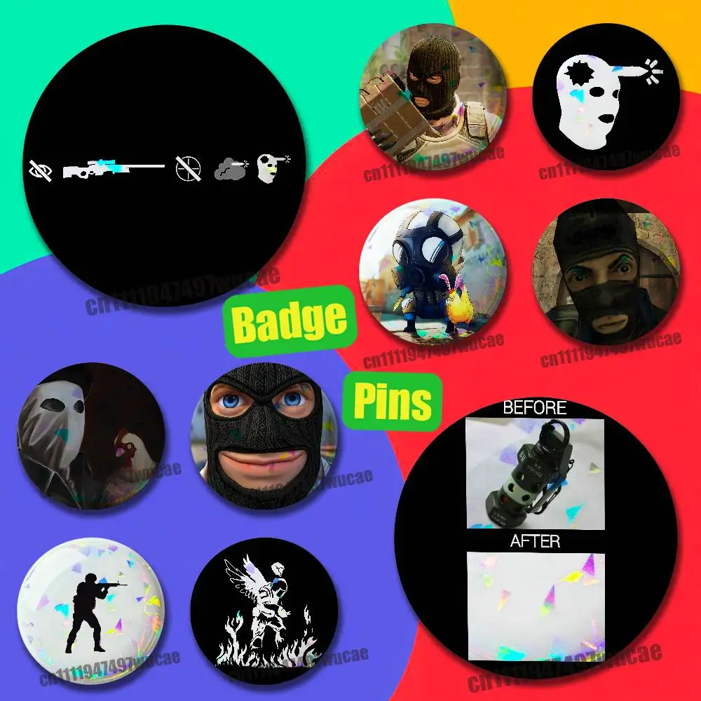 For CSGO CS2 Badge Cover Custom Pin Insignia Emblem Round 32mm 58mm Hats Laser Film