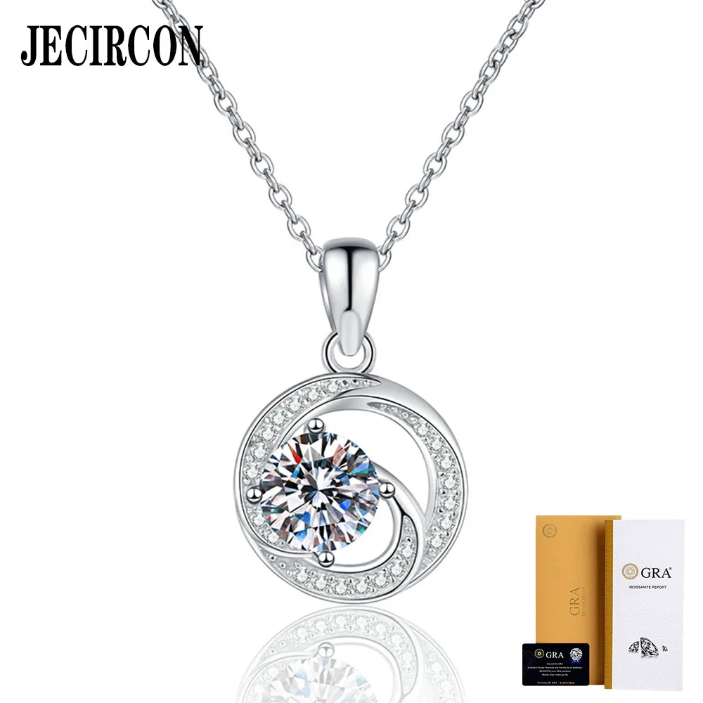 

JECIRCON S925 Sterling Silver D Color Moissanite Necklace for Women Fashion Moebius 1 Carat Pendant Plated PT950 Party Jewelry