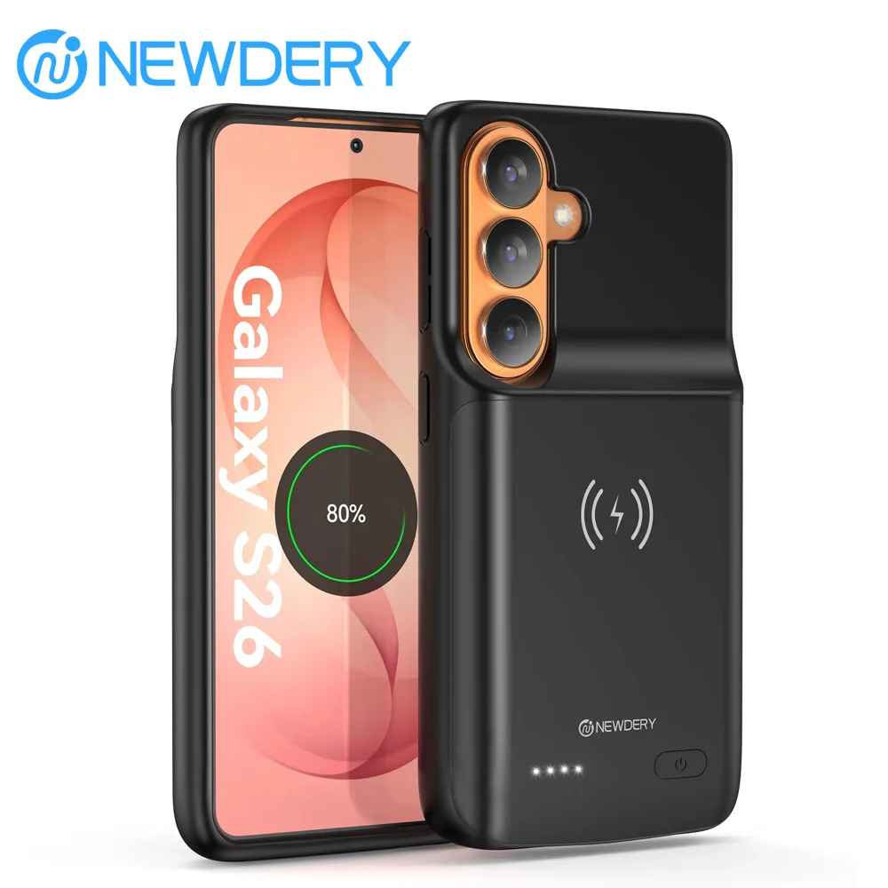 

NEWDERY 5000mAh Battery Case for Samsung Galaxy S26 Wireless Power Bank Slim Protective Portable Charger Case Battery Pack