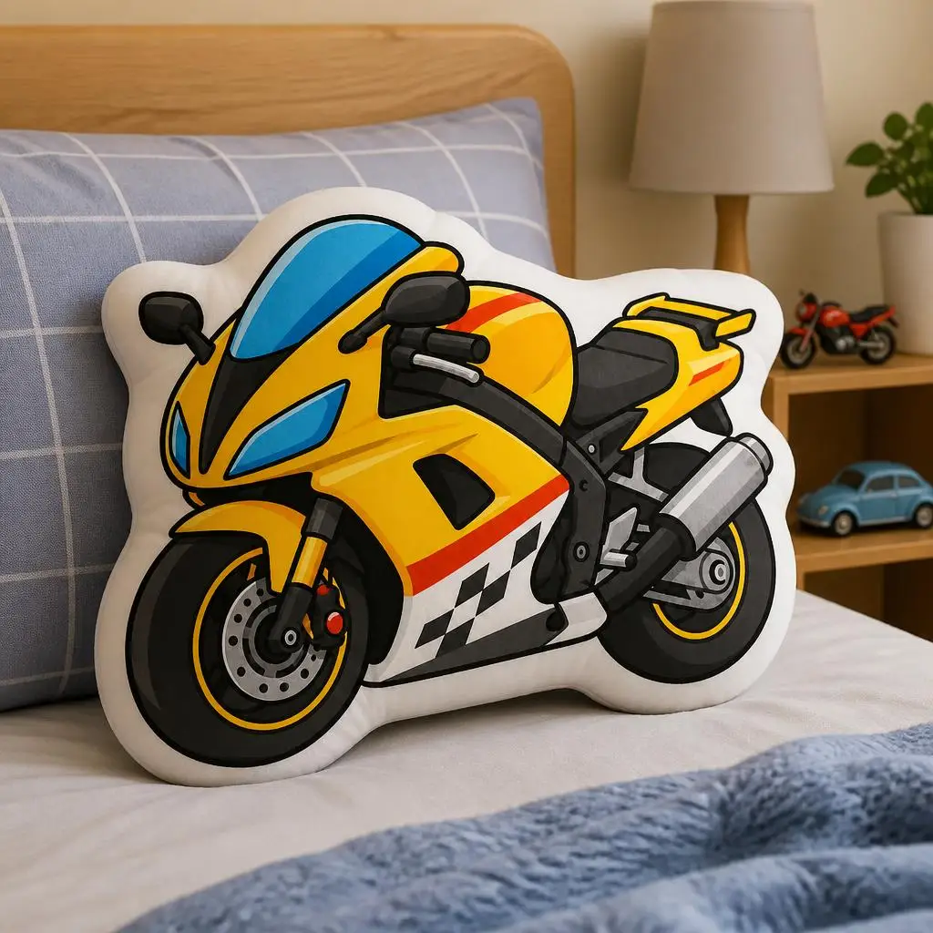 Sportbike Motorcycle Racing Speed Turbo Track Plush Pillow Cushion Funny Stuffed Throw Pillow Home Decor Gift Sofa Bed