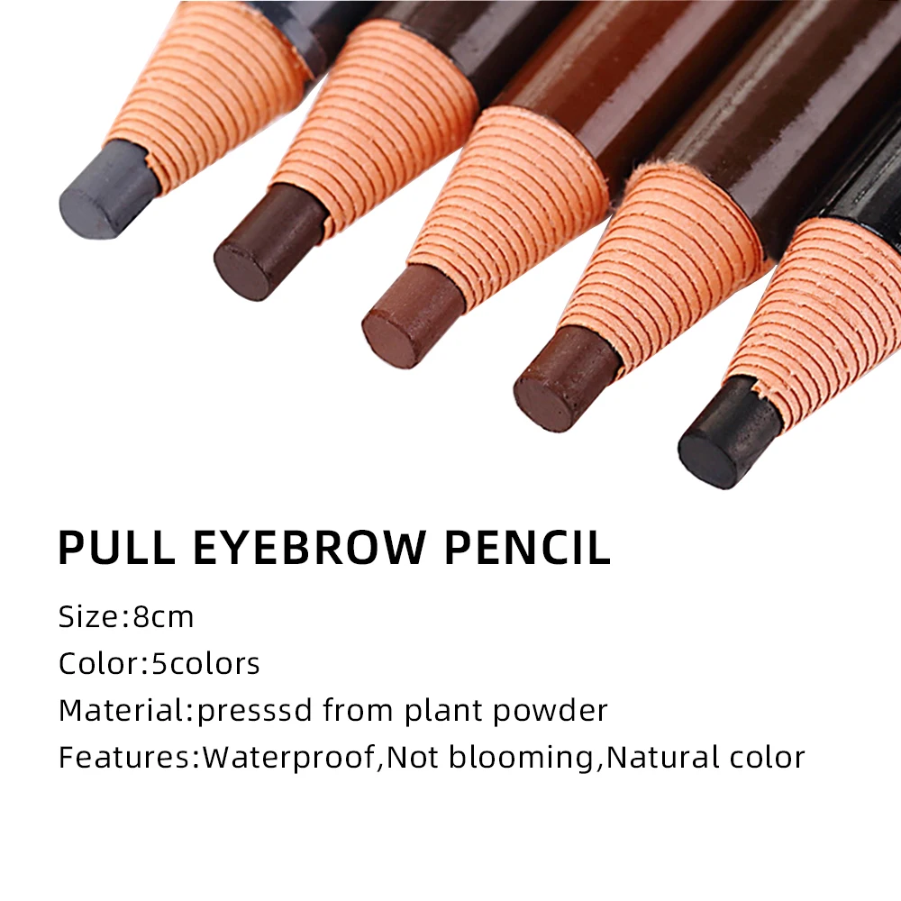 5Pcs Eyebrow Pen 5 Colors Semi Permanent Makeup Tattoo Microblading Dark Brown Eyebrow Pencil Cosmetic Beauty Women Supplies