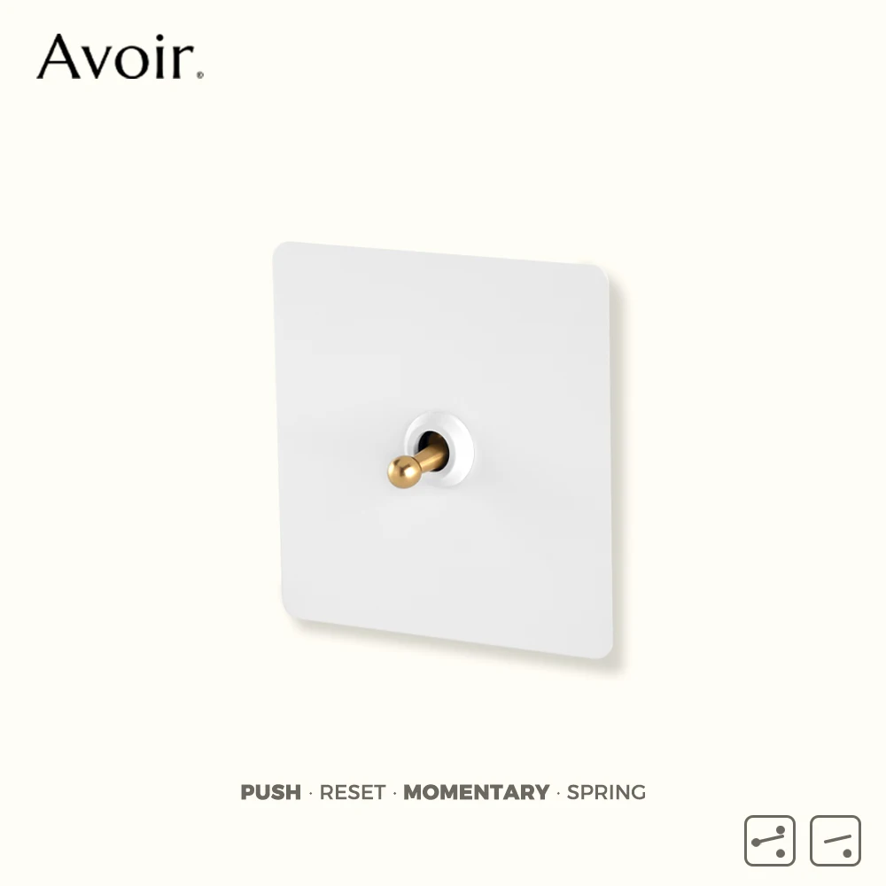 Avoir White Push Button Momentary Switch For The House Metal Panels Retro Toggle Switches Wall Outlet Usb FR 220V Reset Switches