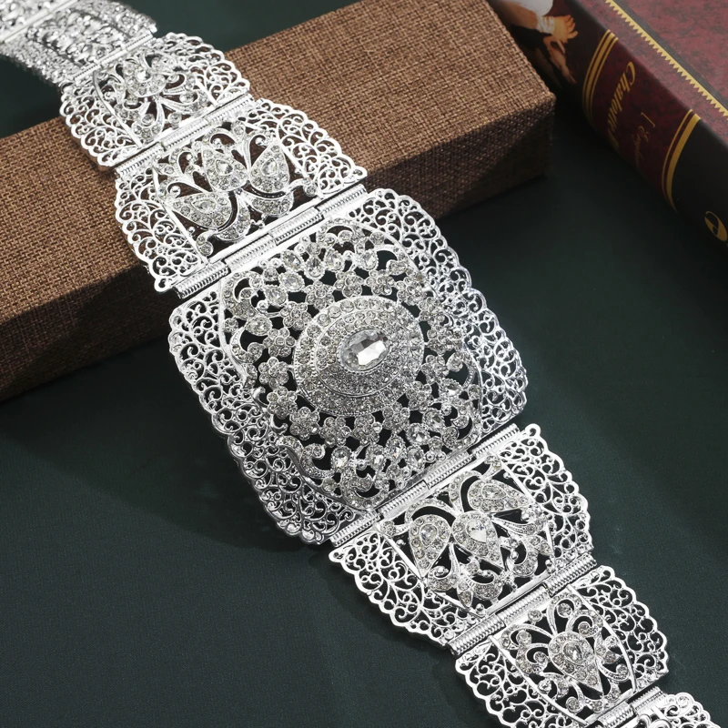 Banhado a ouro Cadeia Cintura para Mulheres, Moda árabe Cinto, Jóias de Noiva Marroquina, Cadeia de Luxo Noiva, Strass Robe Belt