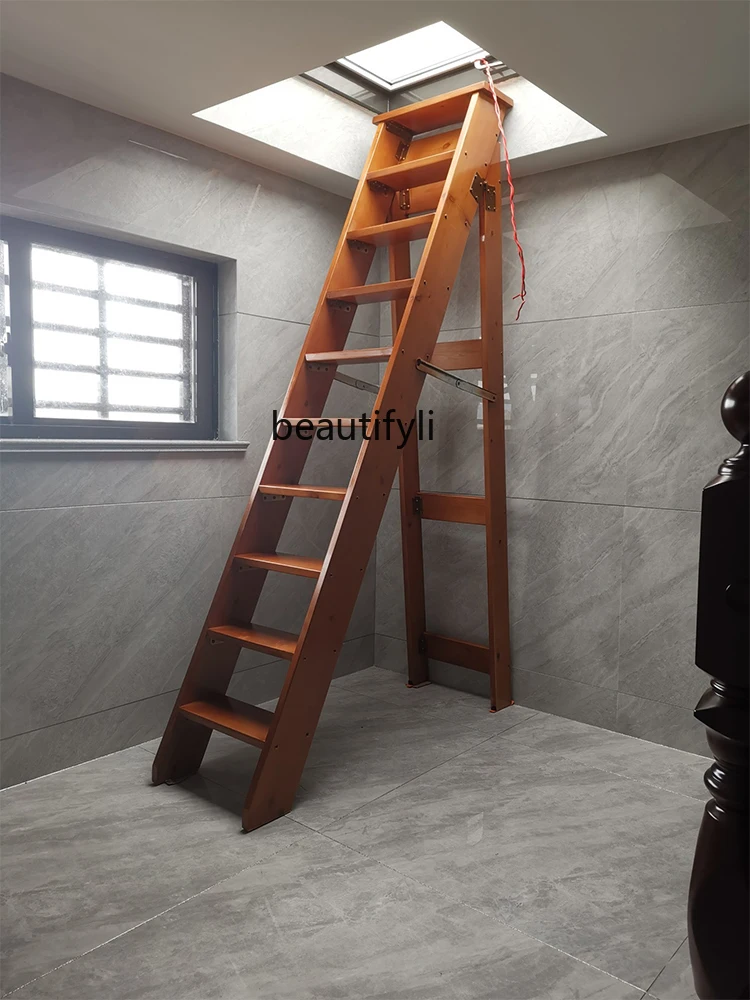 

Складная лестница из массива дерева, утолщенная односторонняя подставка для дома, чердак, передвижная