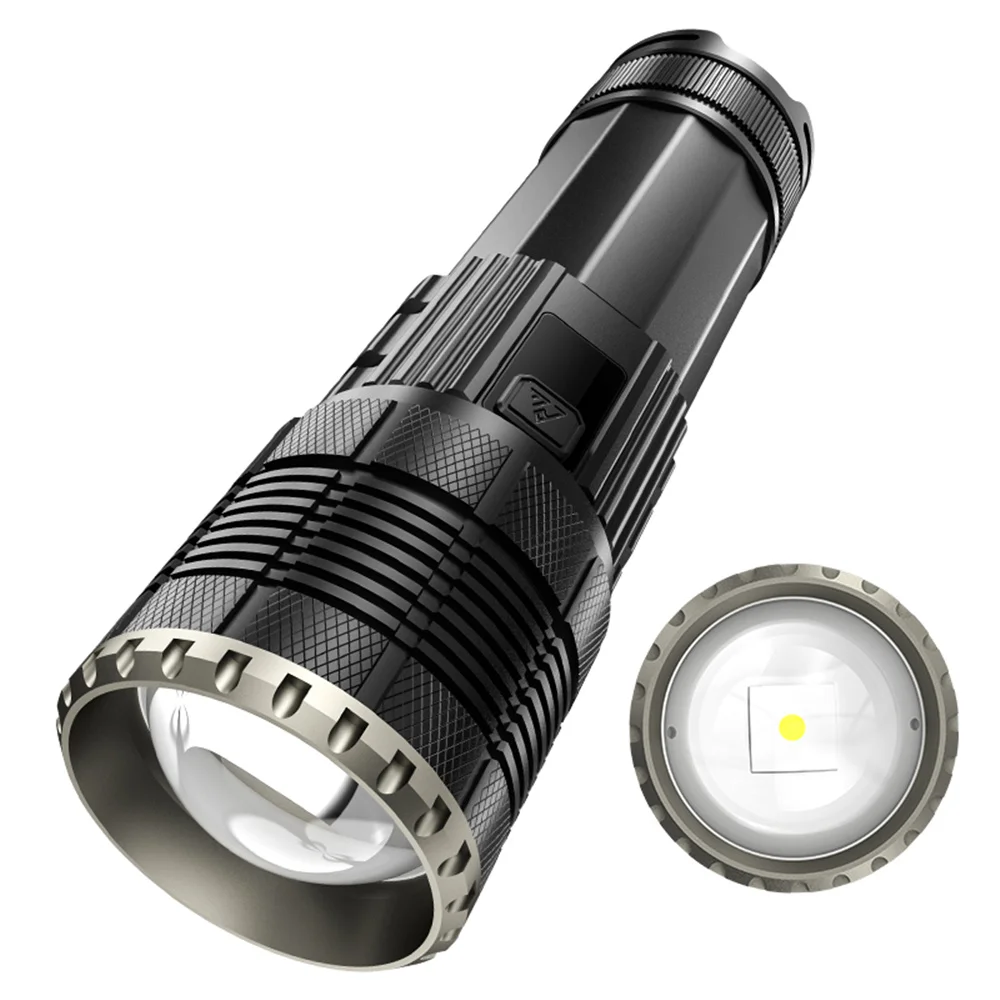 Super Bright High Power Long Range Flashlight Type-C USB Charging 2000M All-aluminum Body Torch Rotating Focusing