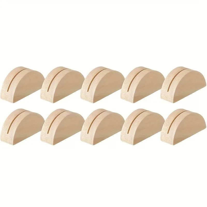 5 pcs Semi Circle Wood Bases, Natural Wood Finish for Seating Card Stands, Multipurpose, Versatile, Practical
