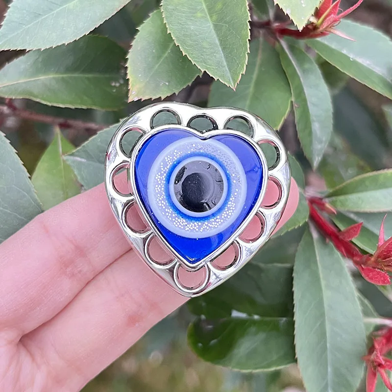15Pcs Heart Shape Royal Blue Eye Accessories Handmade DIY Into Key Chains Pendant And Bracelet Have Exorcism Protection Function