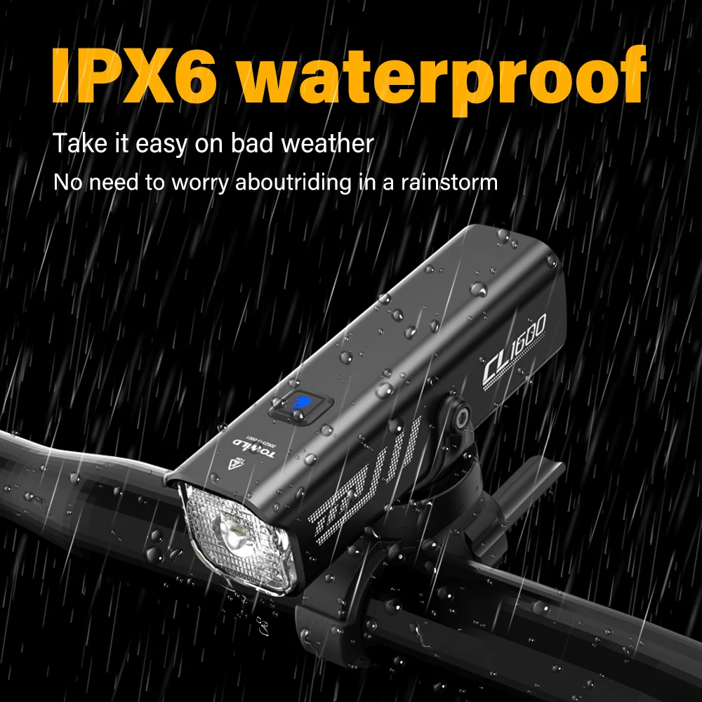 TOWILD CL1600LM Bicycle Light 5000mAh Bike Light IPX6 Flashlight Aluminum Front Lamp Type-C Charging MTB Road Cycling Highlight