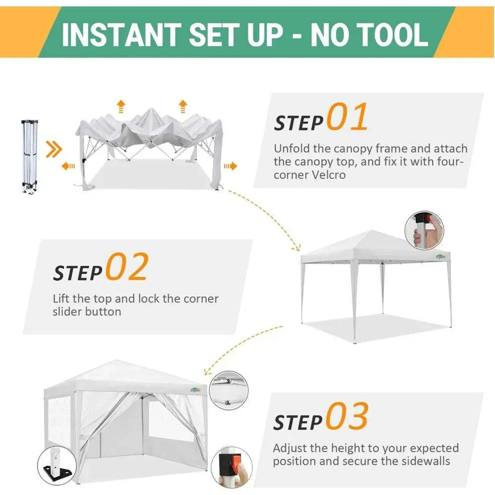 Imagem -04 - Gazebo Pop up Canopy Tent Barracas de Dossel Impermeáveis para Festas de Acampamento Tenda Easy Conjunto com Carry Bolsa Pátio Gazebo