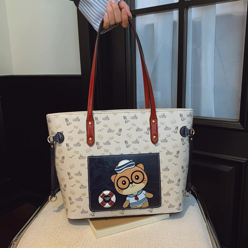 

Large Capaci Tote Bag Women's 2025 New Cartoon Bear Handbag Commuting op Bag Armpit oulder Big Bag Soft Surface сумка SAC