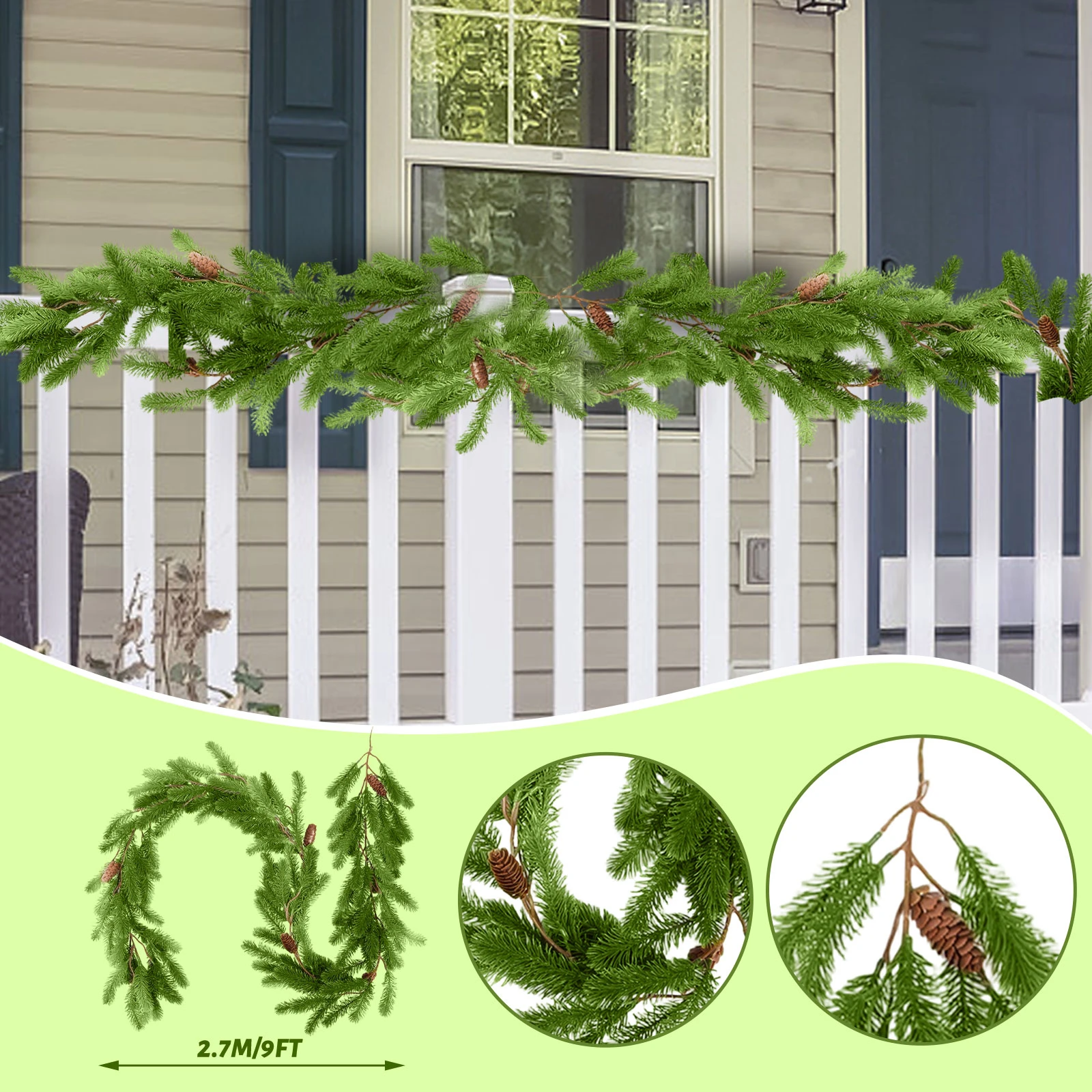 

Рождественская лоза 2,7 м сосновая шишка искусственный праздничный праздничный домашний декор Коллекционный декор для рождественской вечеринки подарочный орнамент