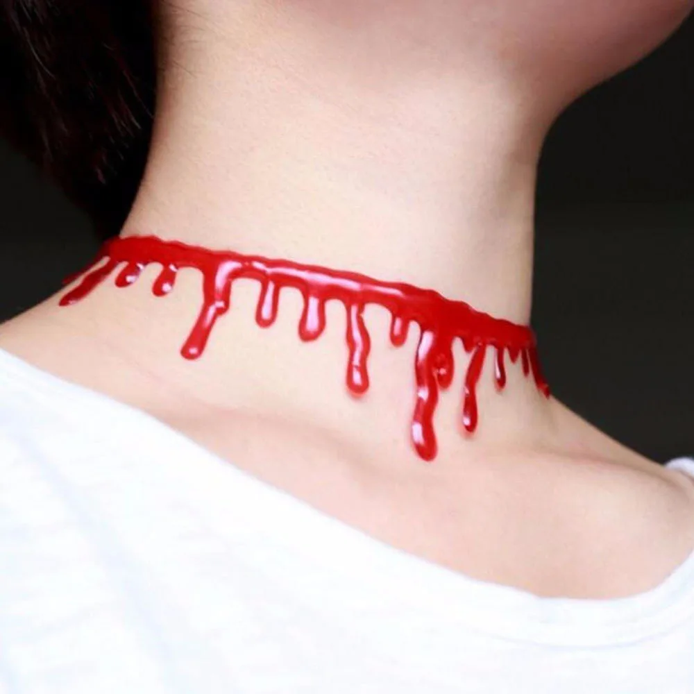 1pc Halloween Decoration Horror Blood Drip Necklace Fake Blood Vampire Fancy Joker Choker Costume Necklaces Party Accessories