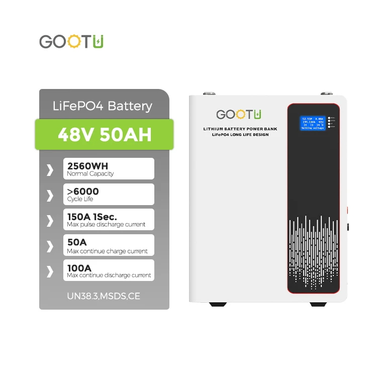 GOOTU Power Wall Battery 48V 50Ah Solar Energy Power Storage BMS Wall Mounted 51.2V 2560Wh Battery Box