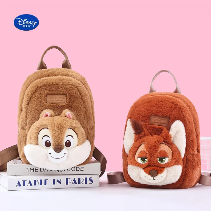 Disney 2026 nueva mochila de felpa Zootopia Judy & Nick mochila de gran capacidad de dibujos animados bolsa de guardería regalo para niños
