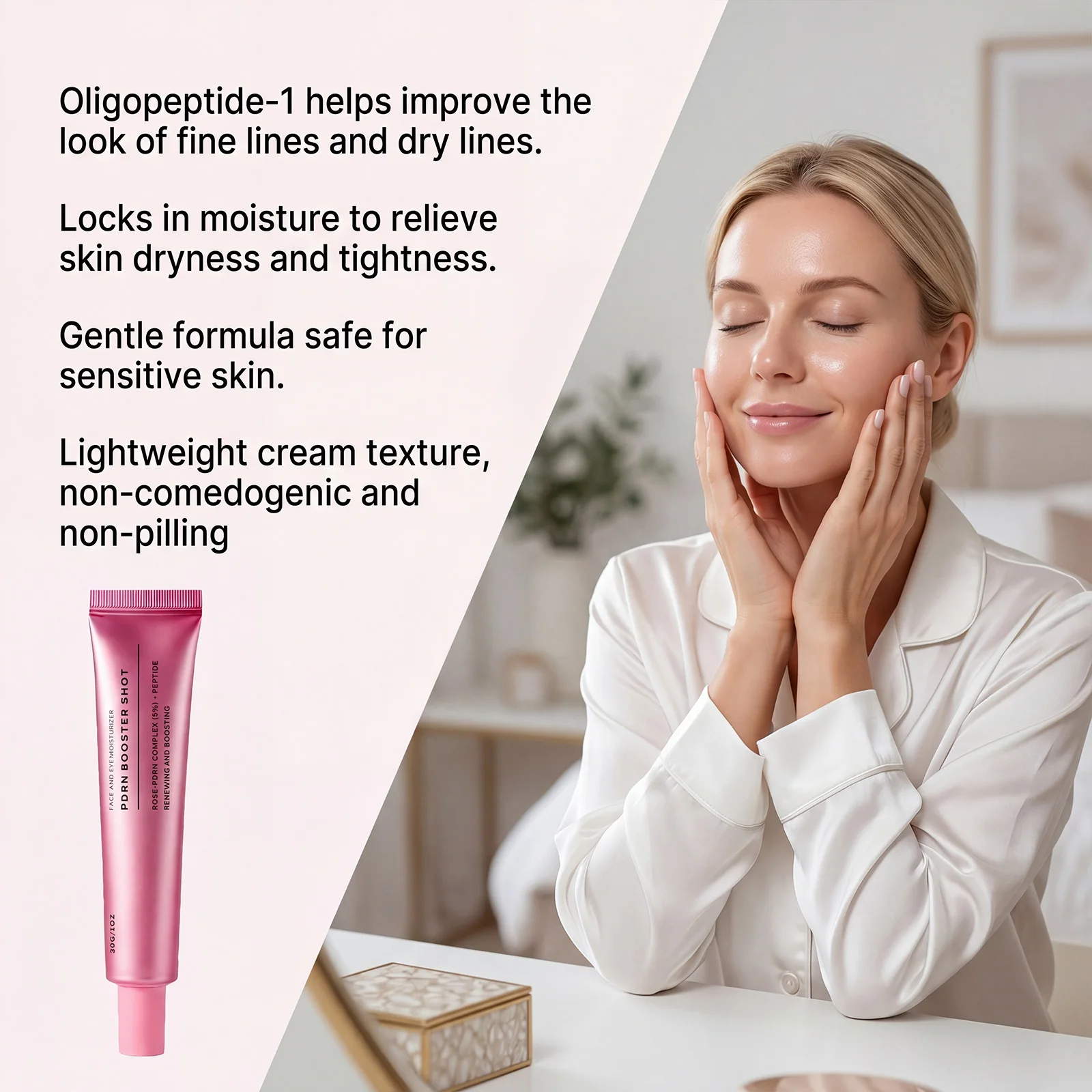 Rose PDRN Lightweight Non-Greasy Hydrating Face Cream Nourish Face Eye Area Glass Skin Booster Brightening Firm Complexion Cream