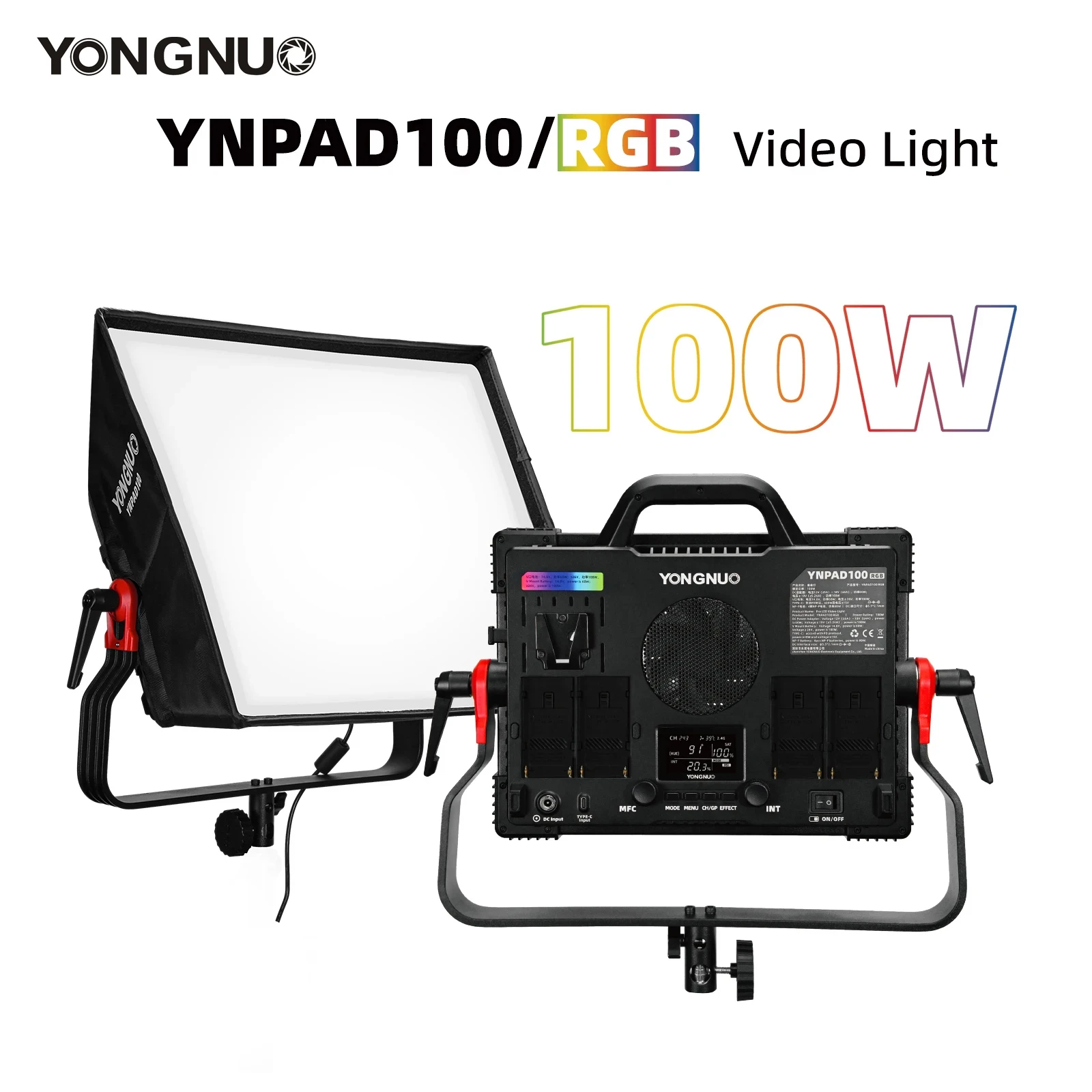 YONGNUO YNPAD100 RGB Studio Video LED Panel Light with Full Color Reaches 100W  for YouTube Tikok Photography Lighting