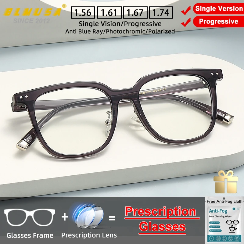 

BLMUSA Classic Square Round Frame Myopia Glasses Men's Fashion Reading Glasses Progressive Anti Blue Light Prescription Eyeglass