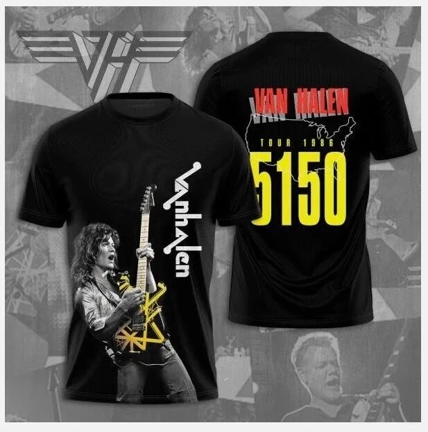Klassisches Van Halen Rock T-Shirt 3D-Druck Unisex Streetwear Mode Herren Damen Hip-Hop Trend T-Shirt Sommer Übergroße Herrenbekleidung – Detail 2