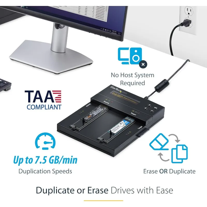 Duplicateur/effaceur pour disque dur/SSD, M.2 SATA/NVMe, pour PCIe AHCI/NVMe