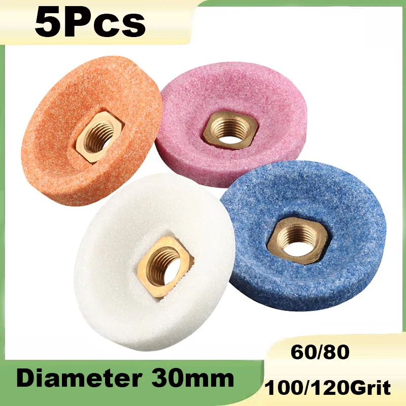 5Pcs Mini Bowl-shaped Grinding Wheel 60/80/100/120Grit Cup Surface Polishing Stone Wheel for Air Micro Grinder Pneumatic