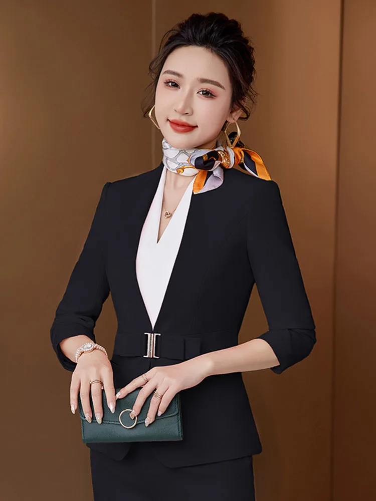 Formal Office Pant Suit For Womens Blazers Pant Set Long Sleeve Uniform Elegant Feminino Business Formal Work Suit oversize 2XL